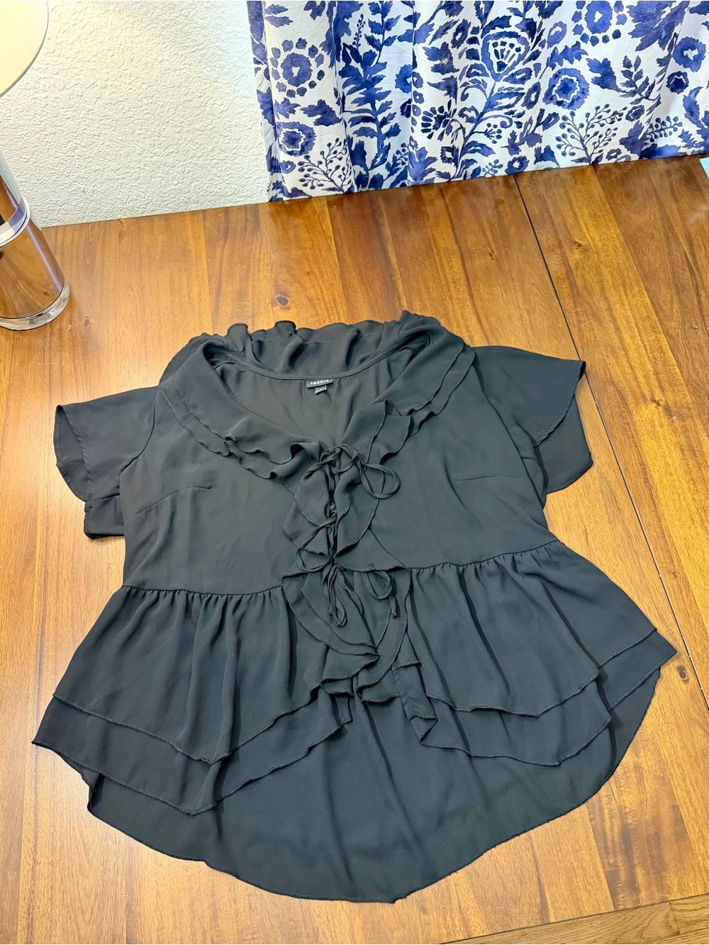Torrid Black Ruffle Tie-Front Blouse